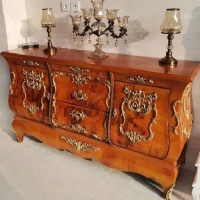 خرید، قیمت و مشخصات کنسول پایه کوتاه معرق کاری شده بدنه چوب روس و رنگ پولیش شده درجه یک - هنرظریف