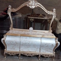 خرید، قیمت و مشخصات آینه کنسول وسط کشو رنگ پولیشی درجه یک و بدنه چوب روس، کیفیت تولید درجه یک - هنرظریف