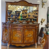 خرید، قیمت و مشخصات آینه کنسول معرق کاری شده طراحی شیک و آنتیک و رنگ کلاسیک، جنس چوب روس - هنرظریف