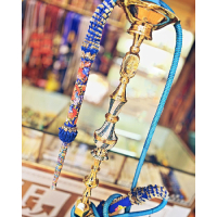 خرید، قیمت و مشخصات قلیان برنجی گلدان دار، شیشه دو پوست تراش سنگین، نقاشی گل و مرغ  ارزان و باکیفیت _ هنرظریف