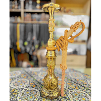 خرید، قیمت و مشخصات قلیان برنجی شمش یک مرتبه، شیشه تراش با طلاکاری برجسته، گارانتی 10 ساله ارزان و باکیفیت _ هنرظریف