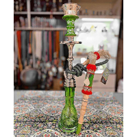 خرید، قیمت و مشخصات منقل قلیان کامل برنجی گلابی، سوپاپدار، شیشه تراش ماه و ستاره، شیلنگ چرم ارزان و باکیفیت _ هنرظریف