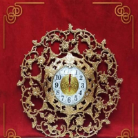 خرید، قیمت و مشخصات ساعت دیواری شیک و زیبای برنزی طرح گل و بوته ارزان و با کیفیت _ هنرظریف