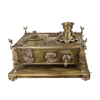 خرید، قیمت و مشخصات منقل سماوری زغالی برنجی بزرگ با سینی، بالاترین کیفیت _ هنرظریف