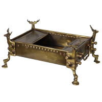 خرید، قیمت و مشخصات منقل زغالی برنجی مستطیل ۲ گوزن جدید، سنگین وزن با بالاترین کیفیت _ هنرظریف