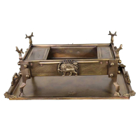 خرید، قیمت و مشخصات منقل زغالی برنجی مستطیل ۲.۵ جدید با سینی، سنگین وزن با بالاترین کیفیت _ هنرظریف