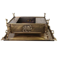 خرید، قیمت و مشخصات منقل زغالی برنجی مستطیل ۴ با سینی، سنگین وزن با بالاترین کیفیت _ هنرظریف