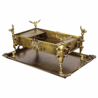 خرید، قیمت و مشخصات منقل ذغالی برنجی مستطیل ۲.۵ گوزن جدید با سینی با بالاترین کیفیت _ هنرظریف