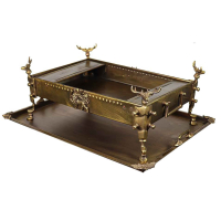 خرید، قیمت و مشخصات منقل ذغالی برنجی مستطیل ۳ گوزن با سینی، سنگین وزن با بالاترین کیفیت _ هنرظریف
