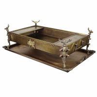 خرید، قیمت و مشخصات منقل ذغالی برنجی مستطیل ۴ گوزن با سینی، سنگین وزن با بالاترین کیفیت _ هنرظریف