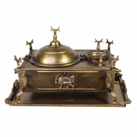 خرید، قیمت و مشخصات منقل زغالی برنجی مستطیل ۳، کاسه دار با سینی با بالاترین کیفیت _ هنرظریف