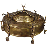 خرید، قیمت و مشخصات منقل زغالی برنجی ارمنی قطر ۵۰ قلم، سنگین وزن، جا قوری دار با بالاترین کیفیت _ هنرظریف