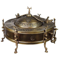 خرید، قیمت و مشخصات منقل زغالی برنجی ارمنی قطر 39 قلم، سنگین وزن جا قوری دار با بالاترین کیفیت _ هنرظریف