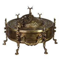 خرید، قیمت و مشخصات منقل زغالی برنجی ارمنی قطر ۳۳ قلم، جا قوری دار با بالاترین کیفیت _ هنرظریف