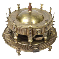 خرید، قیمت و مشخصات منقل زغالی برنجی طرح روسی ۶۰ با سینی با بالاترین کیفیت _ هنرظریف