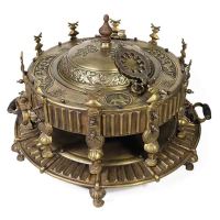 خرید، قیمت و مشخصات منقل زغالی برنجی خان بختیاری، شیر و خورشید با سینی با بالاترین کیفیت _ هنرظریف