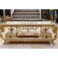 خرید، قیمت و مشخصات میز تلویزیون برنزی دو کشو طاووس دار، طول 120، آبکاری برنز رنگ ثابت ارزان و باکیفیت _ هنرظریف