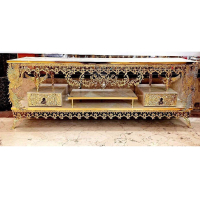 خرید، قیمت و مشخصات میز تلویزیون پر کار برنزی دو طبقه دارای دو کشو بسیار شکیل و خاص دارای ضمانت ارزان و باکیفیت _ هنرظریف