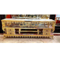 خرید، قیمت و مشخصات  میز تلویزیون برنزی طرح گل آفتابگردان دارای چهار کشو، طاووس دار ارزان و باکیفیت _ هنرظریف