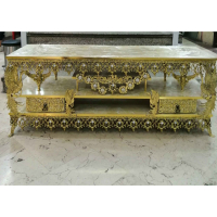 خرید، قیمت و مشخصات میز تلویزیون برنزی طول 120 طاووس دار 2 کشو با طراحی زیبا ارزان و باکیفیت _ هنرظریف