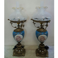 خرید، قیمت و مشخصات چراغ قالپاقی پایه برنجی آنتیک مدل ستون سرامیکی، ارزان و با کیفیت_ هنرظریف