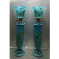 خرید، قیمت و مشخصات چراغ لهستانی دو پوست فیروزه ای مدل گل برگی، ارزان و با کیفیت _ هنرظریف