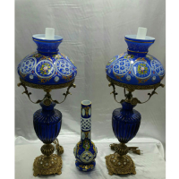 خرید، قیمت و مشخصات چراغ قالپاقی سه پوست پایه برنجی آنتیک، ارزان و با کیفیت _ هنرظریف