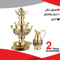 خرید، قیمت و مشخصات سرویس 5 تکه سماور ذغالی برنجی ۶ لیتری، مدل هخامنش با ضخامت بالا و 2 سال گارانتی _ هنرظریف