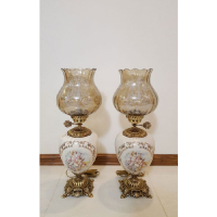 خرید، قیمت و مشخصات چراغ لامپا ستون سرامیکی تمام برنج سایز کوچک، ارزان و با کیفیت _ هنرظریف