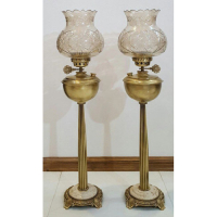 خرید، قیمت و مشخصات چراغ لامپا نفتدان برنجی آنتیک مدل تراش خورشیدی، ارزان و با کیفیت_ هنرظریف