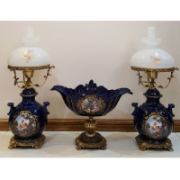 خرید، قیمت و مشخصات ست چراغ قالپاقی ستون سرامیکی مدل ونیز و میوه خوری، ارزان و با کیفیت _ هنرظریف