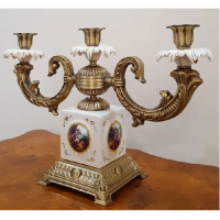 خرید، قیمت و مشخصات شمعدان سه شعله پایه مکعبی مدل ایتالیایی، ارزان و با کیفیت_  هنرظریف