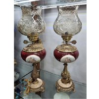 خرید، قیمت و مشخصات چراغ لامپا ستون سرامیکی زرشکی تمام برنج مدل لاله، ارزان و با کیفیت _ هنرظریف