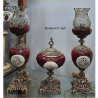 خرید، قیمت و مشخصات ست چراغ و جام سرامیکی سایز کوچک با آبکاری، ارزان و با کیفیت _ هنرظریف