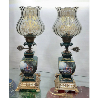 خرید، قیمت و مشخصات چراغ لامپا ستون فانوسی یشمی مدل دو گل، ارزان و با کیفیت _ هنرظریف