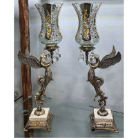 خرید، قیمت و مشخصات لاله طرح گل هفت رنگ پایه ملائکه تمام برنجی، ارزان و با کیفیت _ هنرظریف