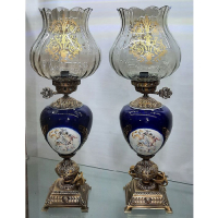 خرید، قیمت و مشخصات چراغ لامپا ستون سرامیکی در پنج رنگ مدل دو گل بزرگ، ارزان و با کیفیت _ هنرظریف