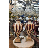 خرید، قیمت و مشخصات چراغ لامپا شیشه ای ستون گل رنگی زرشکی مدل لاله، ارزان و با کیفیت _ هنرظریف