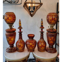 خرید، قیمت و مشخصات ست چراغ کریم خانی قرمز عسلی با آبکاری آنتیک، ارزان و با کیفیت _ هنرظریف