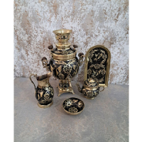 خرید، قیمت و مشخصات سرویس سماور زغالی برنجی یک لیتری الماس تراش با طرح جدید، ارزان و با کیفیت _ هنرظریف