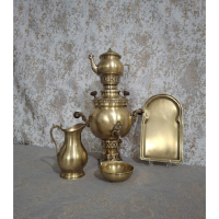 خرید، قیمت و مشخصات سرویس سماور زغالی برنجی دو لیتری مدل ساده توپی، ارزان و با کیفیت _ هنرظریف