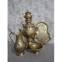 خرید، قیمت و مشخصات سرویس سماور زغالی برنجی شش لیتری زغالی گل و مرغ در طرح های جذاب، ارزان و با کیفیت _ هنرظریف