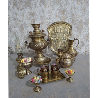 خرید، قیمت و مشخصات سرویس سماور زغالی برنجی هفت لیتری مدل استکانی قلم، ارزان و با کیفیت _ هنرظریف