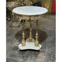 خرید، قیمت و مشخصات میز خاطره گرد برنزی سه پایه طرح گل رز، با ضمانت برنز اصل _ هنرظریف