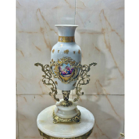 خرید، قیمت و مشخصات گلدان رومیزی برنزی چینی طلا کوب طرح دار_ هنرظریف