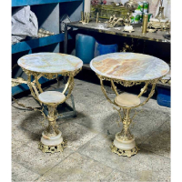 خرید، قیمت و مشخصات میز زنبوری برنزی گل سرخ قطر دو طبقه_ هنرظریف