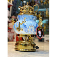 خرید، قیمت و مشخصات سماور گازی برنجی 3 کاره مدل عدسی طرح سنگ، ورق ضخیم، رنگ ثابت، 2 سال گارانتی شرکتی _ هنرظریف