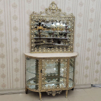 خرید، قیمت و مشخصات آینه کنسول برنزی ویترین دار مدل گل بزرگ، با قیمت مناسب_ هنرظریف
