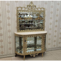خرید، قیمت و مشخصات آینه کنسول برنزی ویترین دار مدل گل دوبل، پرکار، خرید مستقیم از تولید کننده_ هنرظریف