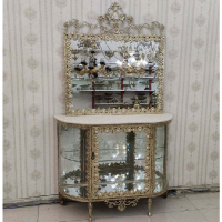 خرید، قیمت و مشخصاتآینه کنسول برنزی ویترین دار مدل خورشیدی برگی، خرید مستقیم از تولید کننده_ هنرظریف